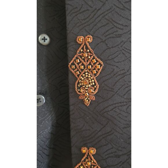 Georgio Armani Hand Beaded Gold/Bronze Formal Groom/ Men Sherwani Wedding Black - Picture 2 of 8